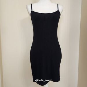 Urban Outfitters Little Black Ribbed Knit Dress
